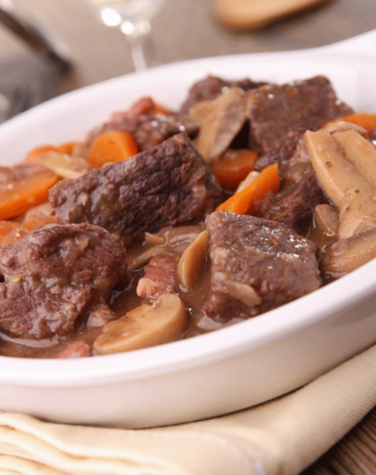 Beef stew in the Bourguignon style