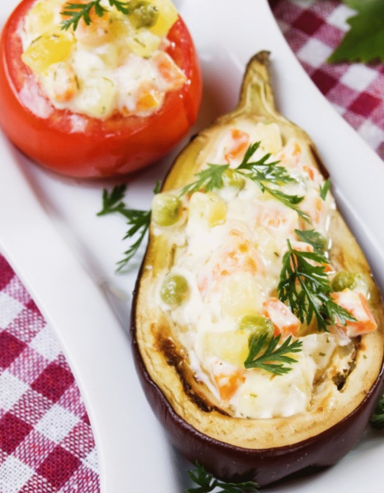 Eggplant stuffed with salmon